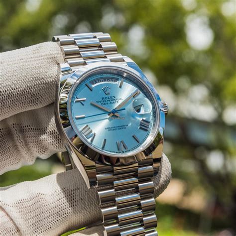 rolex day date gold blue face|rolex platinum day date 40.